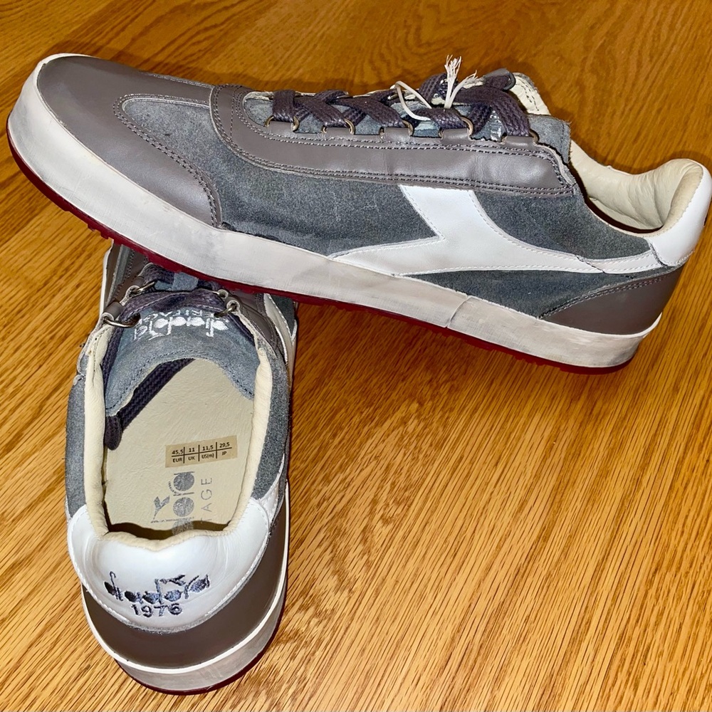 Diadora 1976 Men's Gray and White Sneakers NWTS 11.5